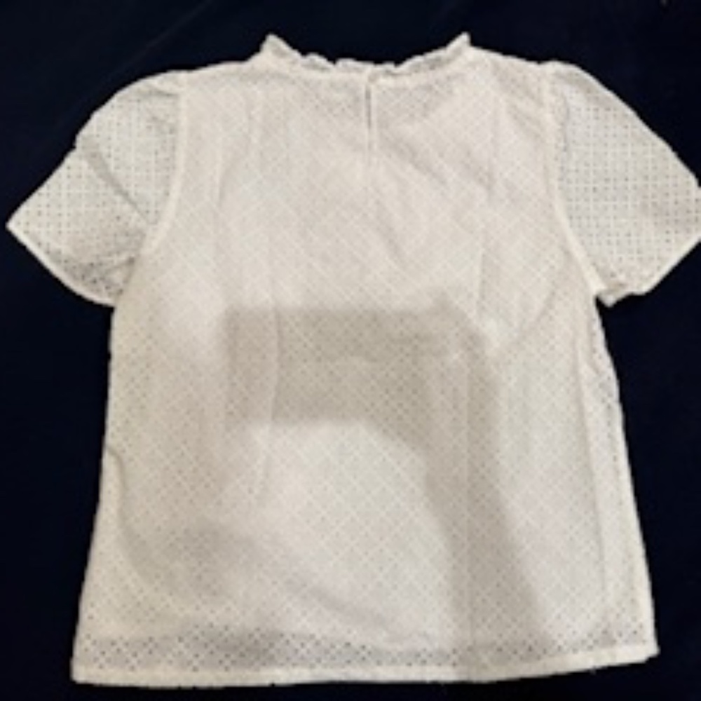 NEW W/ TAGS!  Ruffle-collar eyelet short-sleeve top, J Crew Factory, $69.50, Med - Picture 5 of 5